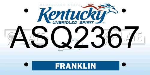 ASQ2367 Kentucky License Plate