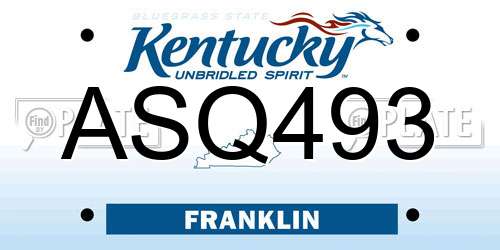 ASQ493 Kentucky License Plate
