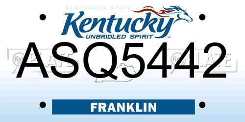 ASQ5442 Kentucky License Plate