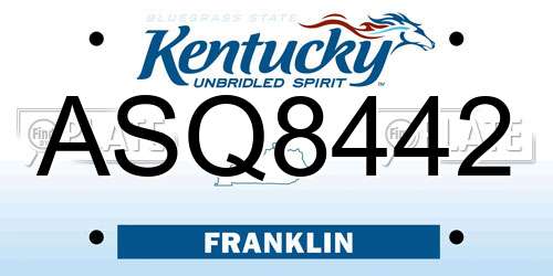 ASQ8442 Kentucky License Plate