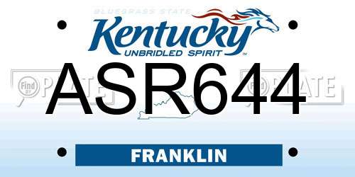 ASR644 Kentucky License Plate
