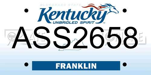 ASS2658 Kentucky License Plate