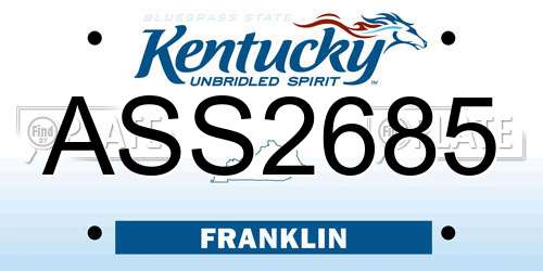 ASS2685 Kentucky License Plate