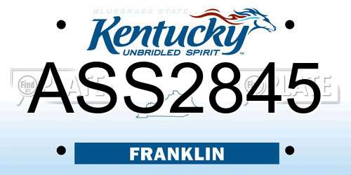 ASS2845 Kentucky License Plate