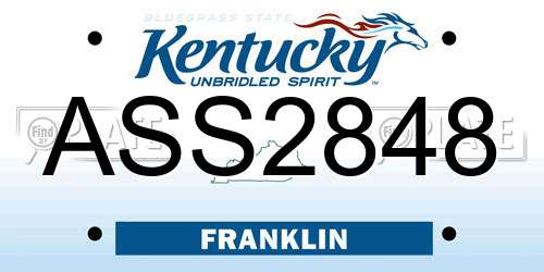 ASS2848 Kentucky License Plate