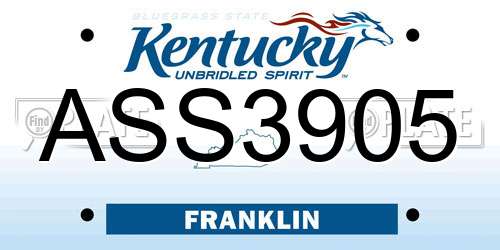 ASS3905 Kentucky License Plate