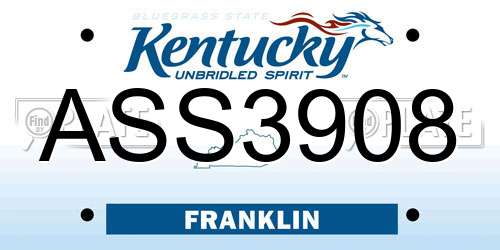 ASS3908 Kentucky License Plate