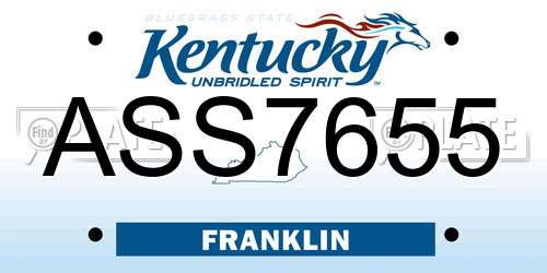 ASS7655 Kentucky License Plate