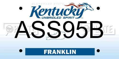 ASS95B Kentucky License Plate