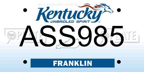 ASS985 Kentucky License Plate