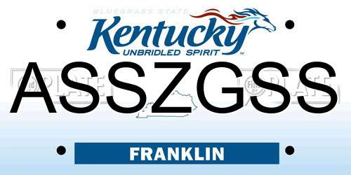 ASSZGSS Kentucky License Plate