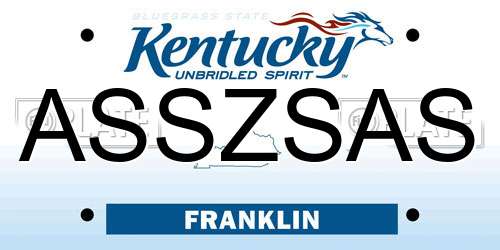 ASSZSAS Kentucky License Plate