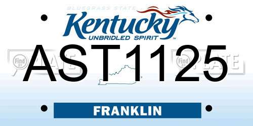 AST1125 Kentucky License Plate