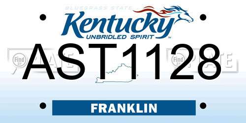AST1128 Kentucky License Plate