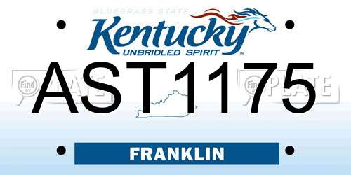 AST1175 Kentucky License Plate