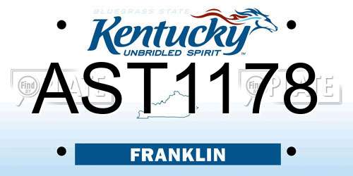 AST1178 Kentucky License Plate