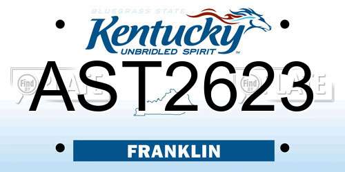 AST2623 Kentucky License Plate