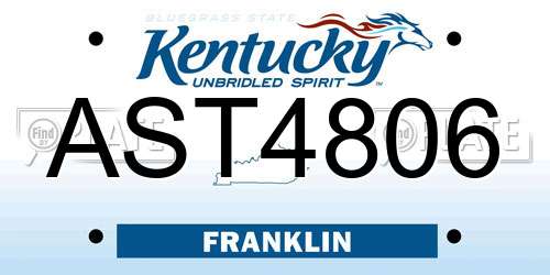 AST4806 Kentucky License Plate