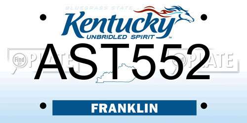 AST552 Kentucky License Plate