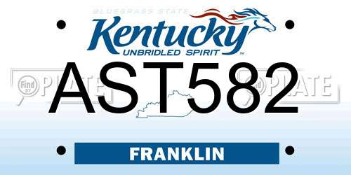 AST582 Kentucky License Plate