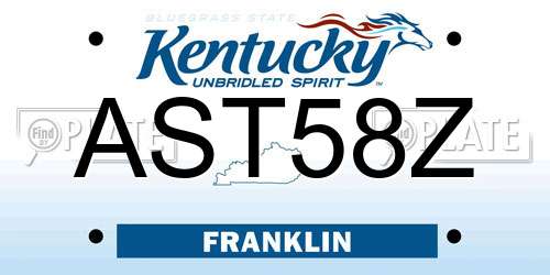 AST58Z Kentucky License Plate