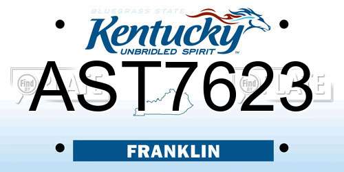 AST7623 Kentucky License Plate