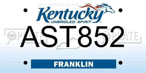 AST852 Kentucky License Plate