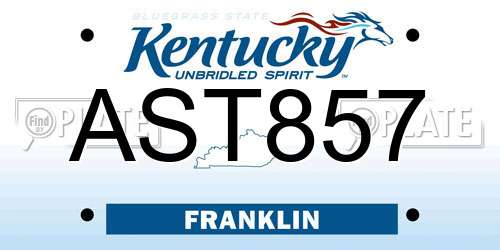 AST857 Kentucky License Plate