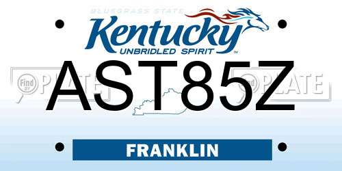 AST85Z Kentucky License Plate