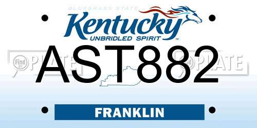 AST882 Kentucky License Plate