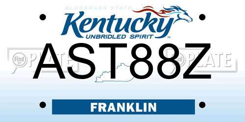 AST88Z Kentucky License Plate
