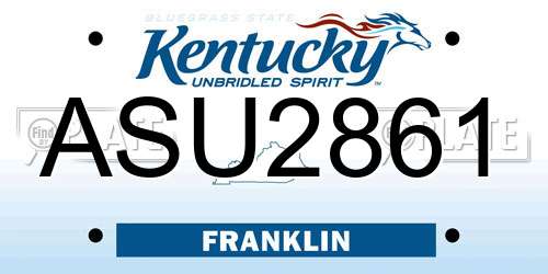 ASU2861 Kentucky License Plate