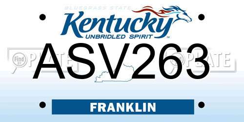 ASV263 Kentucky License Plate