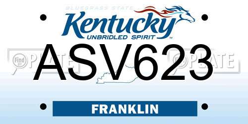 ASV623 Kentucky License Plate