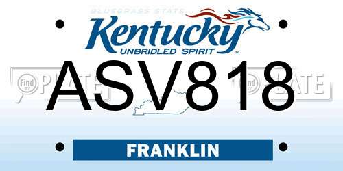 ASV818 Kentucky License Plate