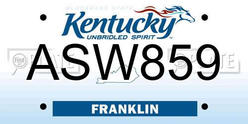 ASW859 Kentucky License Plate