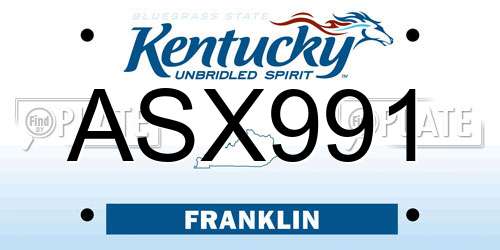 ASX991 Kentucky License Plate