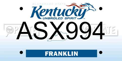 ASX994 Kentucky License Plate
