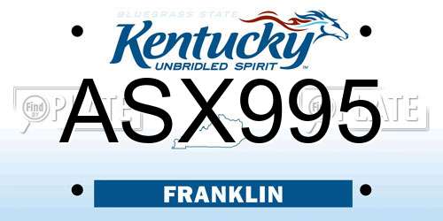 ASX995 Kentucky License Plate