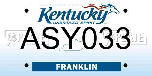 ASY033 Kentucky License Plate