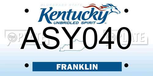 ASY040 Kentucky License Plate