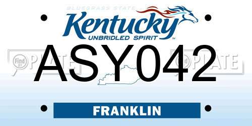 ASY042 Kentucky License Plate