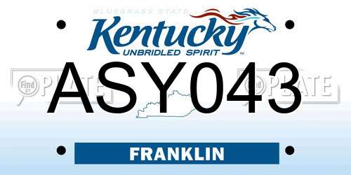ASY043 Kentucky License Plate