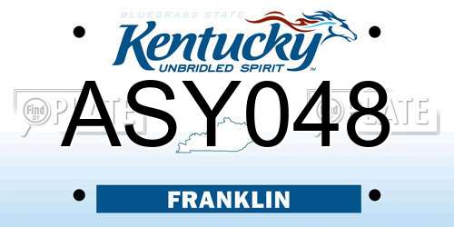ASY048 Kentucky License Plate