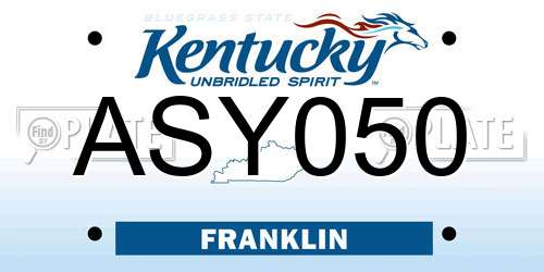 ASY050 Kentucky License Plate