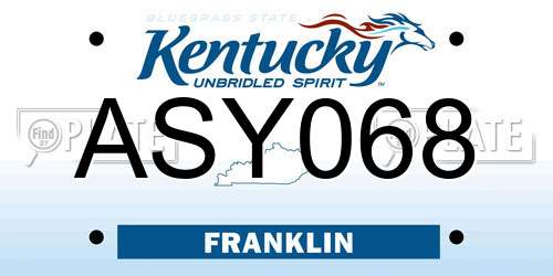 ASY068 Kentucky License Plate