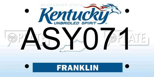 ASY071 Kentucky License Plate