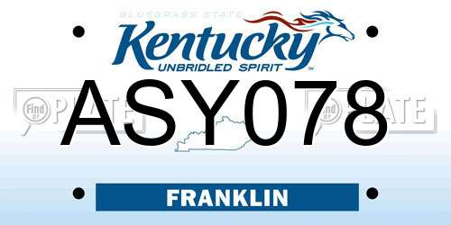ASY078 Kentucky License Plate