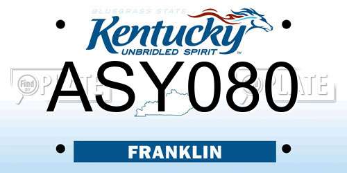 ASY080 Kentucky License Plate