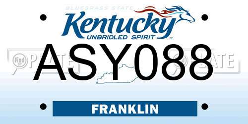 ASY088 Kentucky License Plate